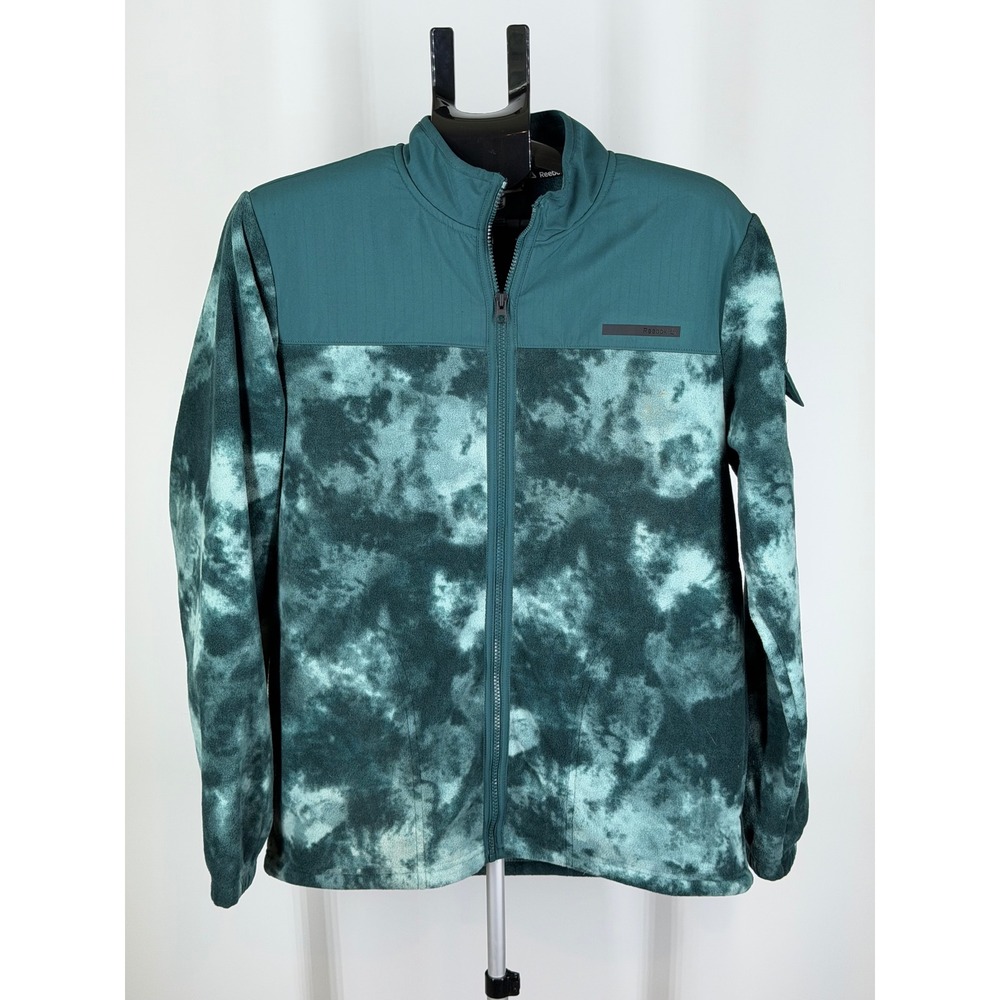 Reebok Mens Tie Dye Full Zip Fleece Jacket Green Black Small